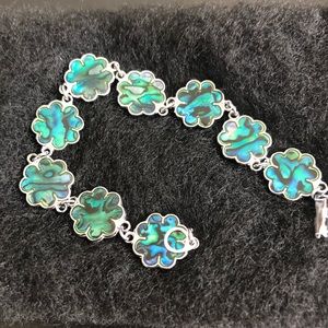Green & turquoise silver bracelet